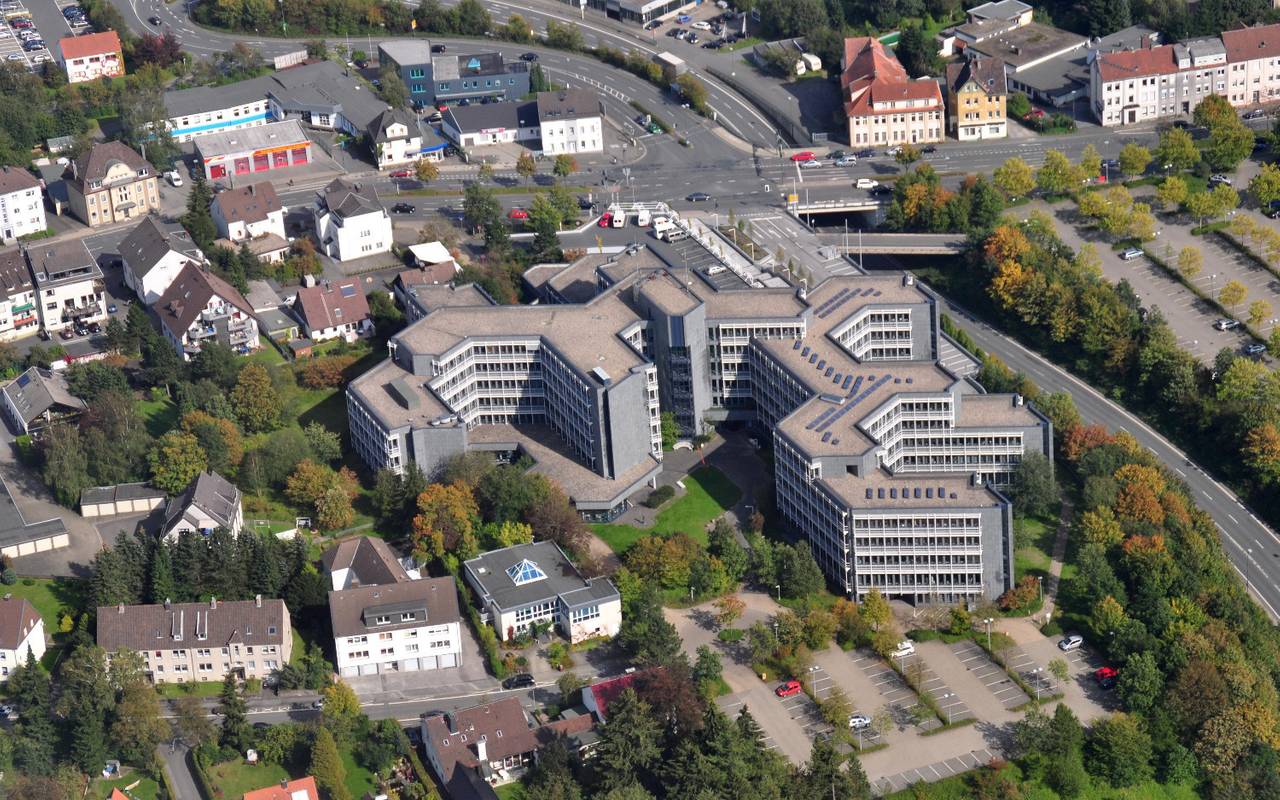 Luftbild: Das Landkreishaus Lüdenscheid von oben 